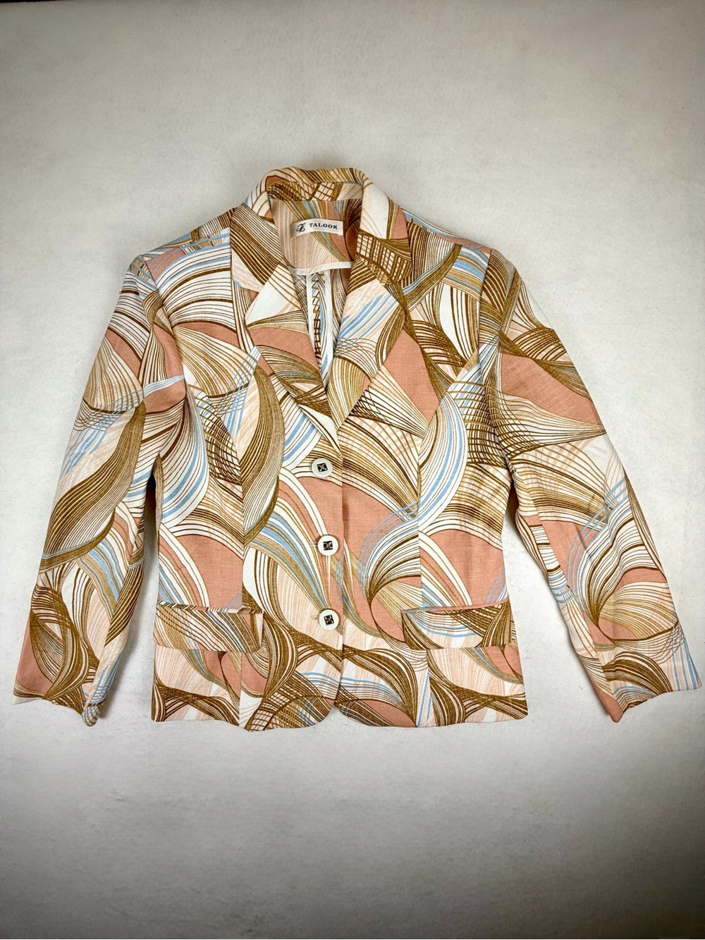 Vintage Y2K Abstract Print Blazer Jacket Women’s Size 6 Retro Mod
